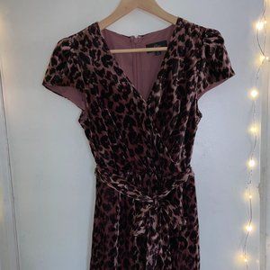 Velvet Cheeta Wrap Dress